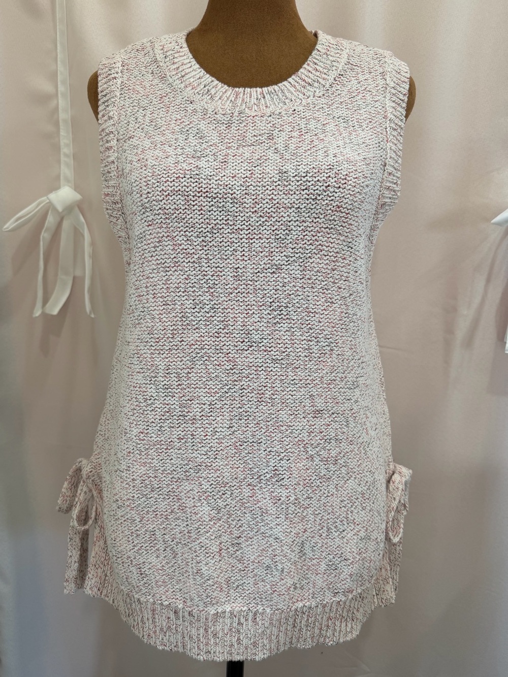 LOFT Outlet Pink & White Marled Sleeveless Knit Top